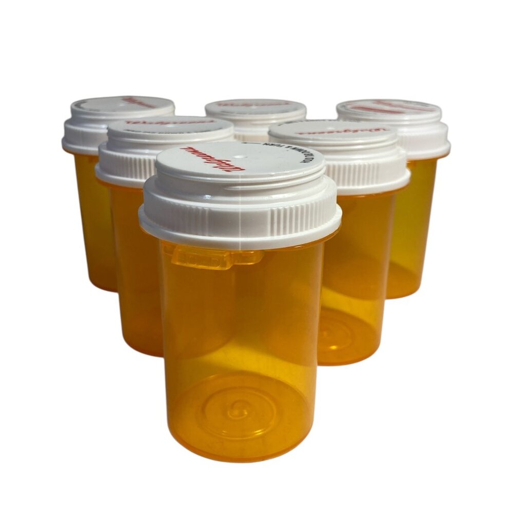 Empty Amber Medicine Bottle Lot 6 Medium Plastic Bottles Walgreens Craft Storage